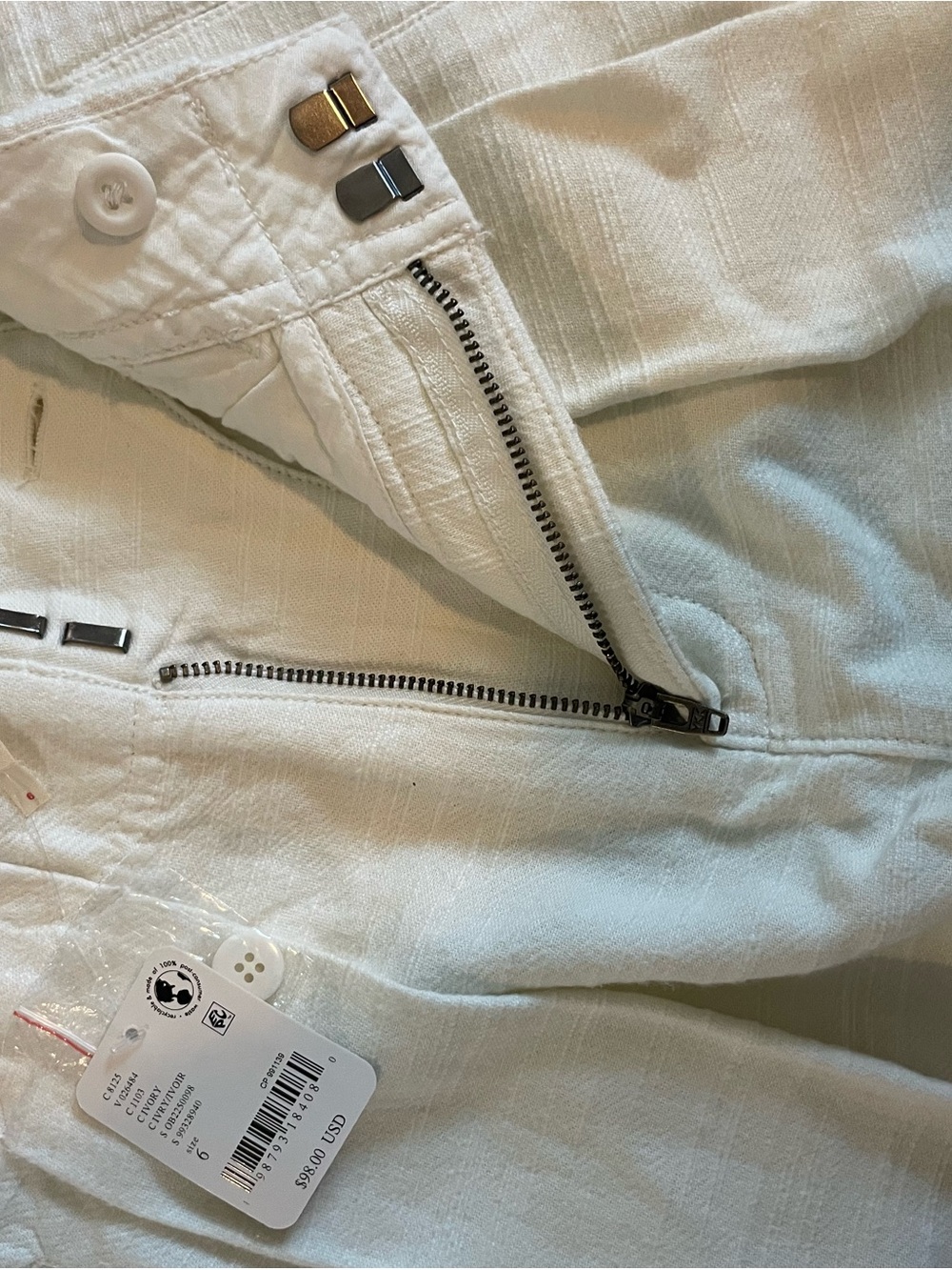 Free People Cream/White Linen Blend Shorts - Picture 3 of 3